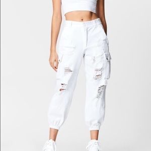 white carmar cargo joggers